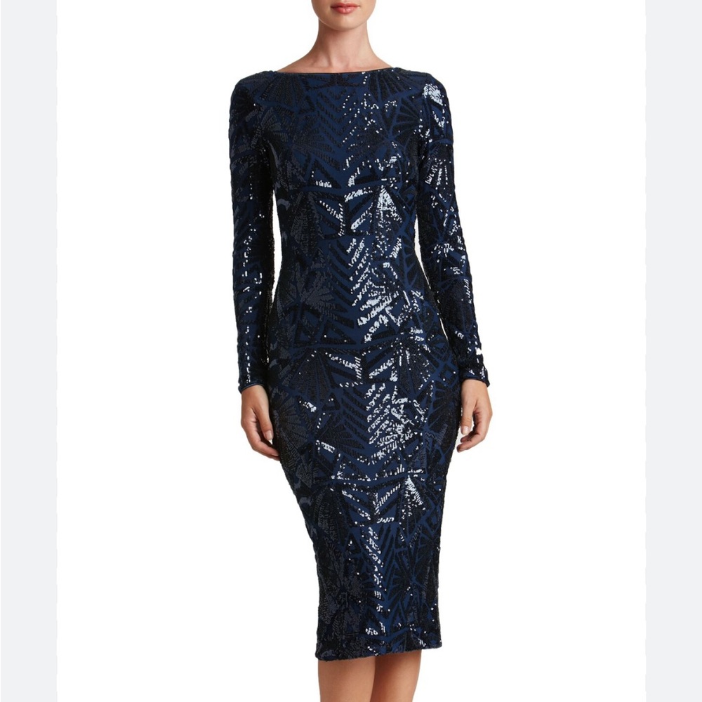 Dress the Population Emery Sequin Cocktail Dress - Navy